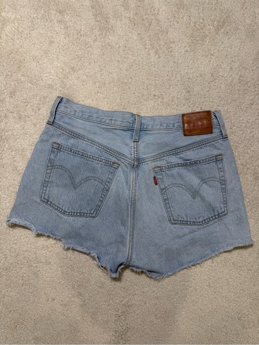 Levi's Premium High Rise Denim Jean Cutoff Shorts Light Blue Wash Size 30 10
